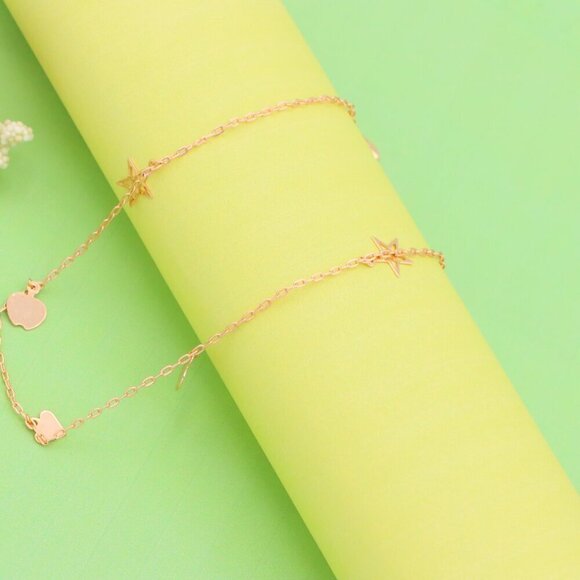 "Charming Rose Gold Anklet with Heart & Star Charms, XPAL1036 - Picture 5 of 12